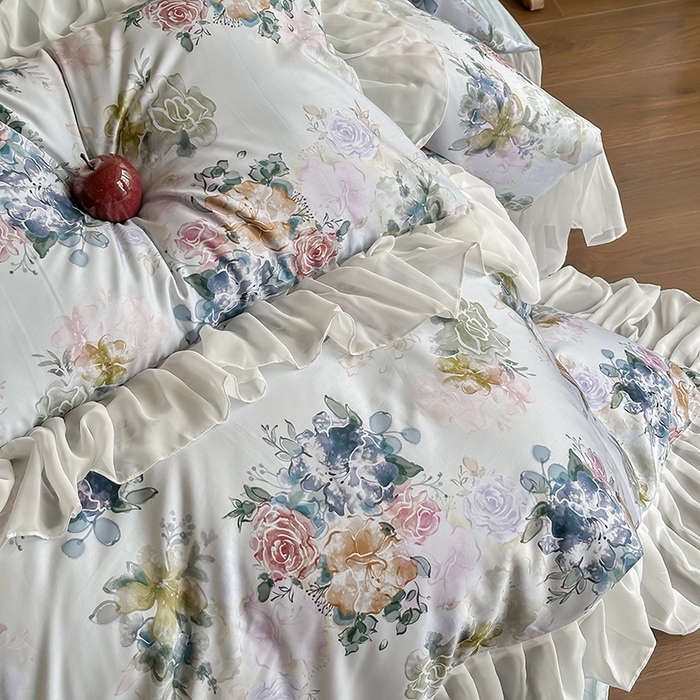 91家纺网 家纺一手货源 找家纺 （总）窝米 2024春夏高定数码星云雪纺纱四件套系列