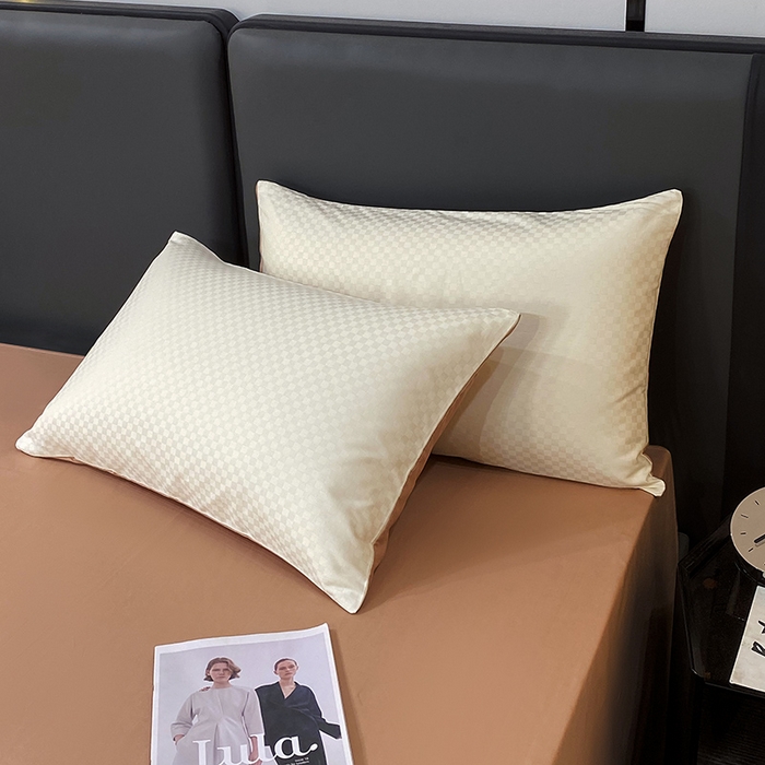 91家纺网 家纺一手货源 找家纺 （总）金鑫汇 2024新款提花小方格全棉套件单品系列-单枕套