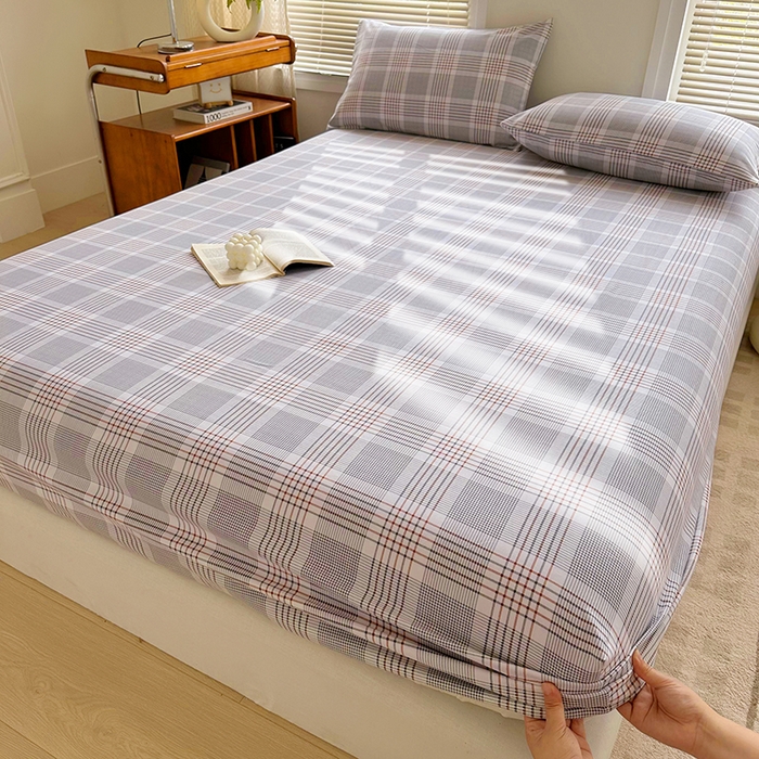 91家纺网 家纺一手货源 找家纺 家贝爱 2024新款3倍加厚水洗棉床笠床单 格韵灰