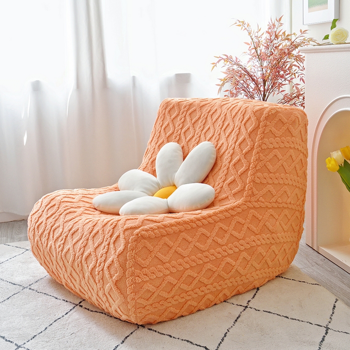 91家纺网 家纺一手货源 找家纺 启博家纺 2024新款提花绒毛毛虫沙发套 桔色