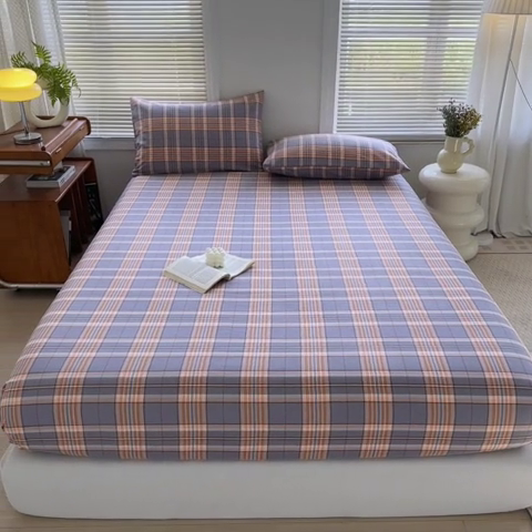 91家纺网 家纺一手货源 找家纺 家贝爱 2024新款3倍加厚水洗棉床笠床单 乐享蓝