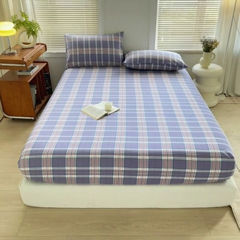 91家纺网 家纺一手货源 找家纺 家贝爱 2024新款3倍加厚水洗棉床笠床单 洛卡蓝
