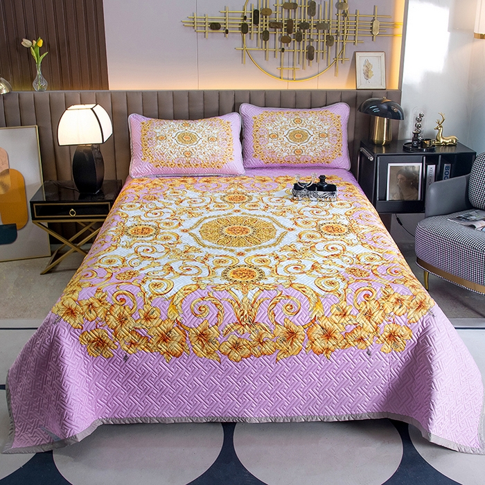 91家纺网 家纺一手货源 找家纺 爵仕家纺 2025新款凉感真丝床盖三件套 金典