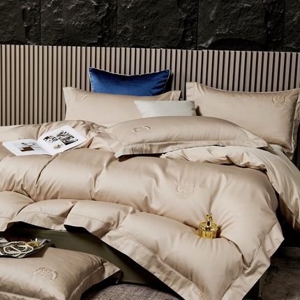 91家纺网 家纺一手货源 找家纺 （总）淳绵家居 2024新款50*50S双股长绒棉提花刺绣四件套-马德里