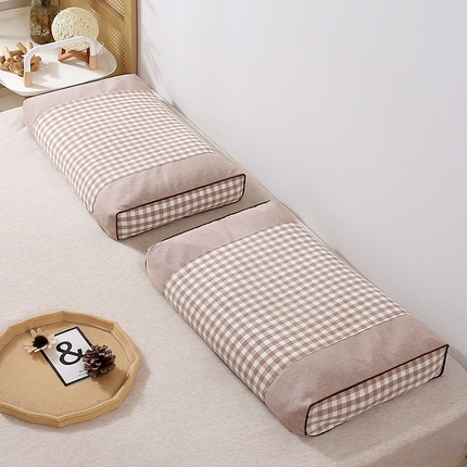 91家纺网 家纺一手货源 找家纺 （总）梦叶草 2024新款全棉色织水洗棉宫廷全荞麦枕头无印良品风格荞麦壳枕芯