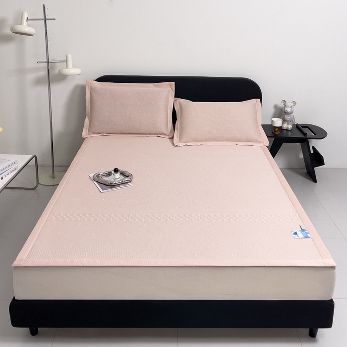 91家纺网 家纺一手货源 找家纺 凉百百 2024新款冰豆豆爱心款凉席冰丝凉席可折叠设计量大价优 爱心款-粉