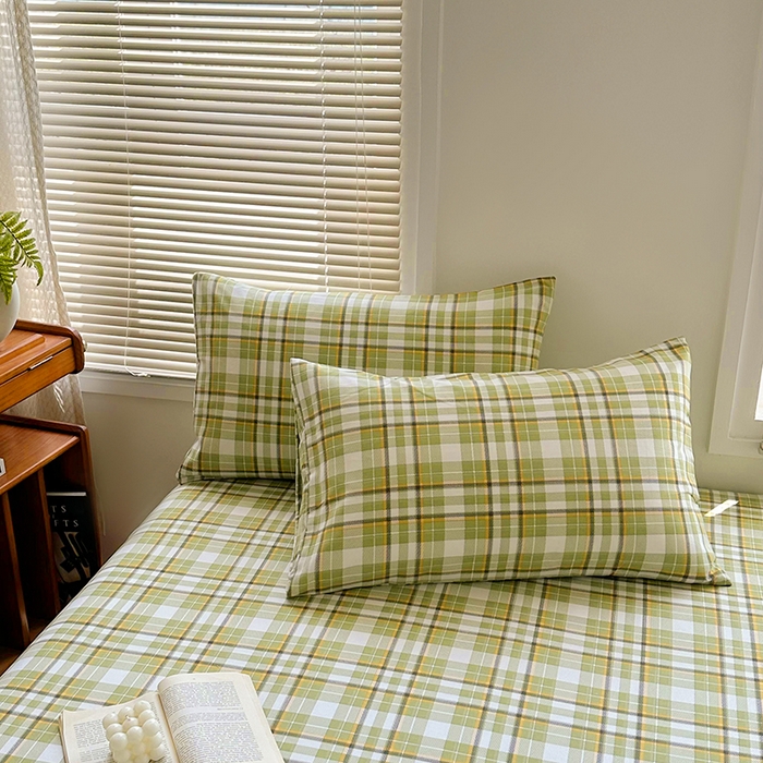 91家纺网 家纺一手货源 找家纺 家贝爱 2024新款3倍加厚水洗棉床笠床单 暖阳绿