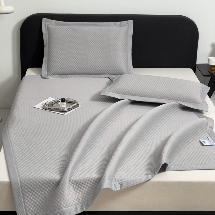 91家纺网 家纺一手货源 找家纺 凉百百 2024新款冰豆豆大豆款凉席冰丝席可折叠收纳直播优选 大豆款-灰