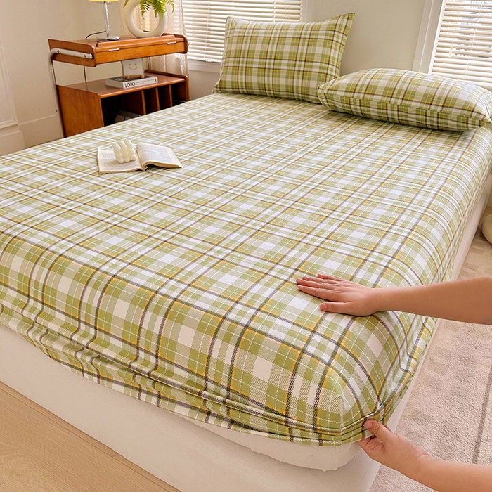 91家纺网 家纺一手货源 找家纺 家贝爱 2024新款3倍加厚水洗棉床笠床单 暖阳绿