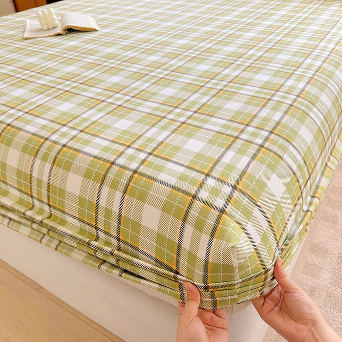 91家纺网 家纺一手货源 找家纺 家贝爱 2024新款3倍加厚水洗棉床笠床单 暖阳绿