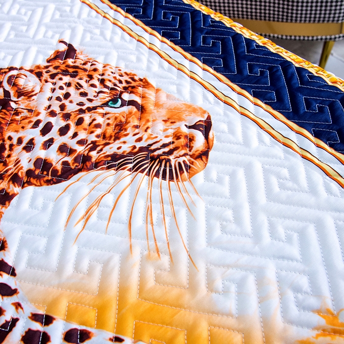 91家纺网 家纺一手货源 找家纺 爵仕家纺 2025新款凉感真丝床盖三件套 豹