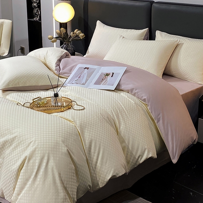 91家纺网 家纺一手货源 找家纺 （总）金鑫汇 2024新款提花小方格全棉套件单品系列-单被套