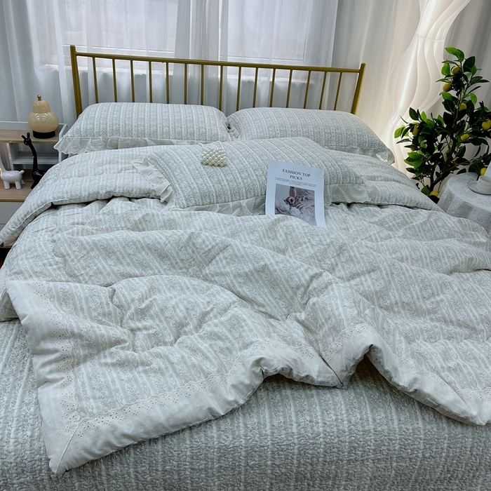 91家纺网 家纺一手货源 找家纺 暖居 2024新款包边春秋被床盖四件套 伊甸园