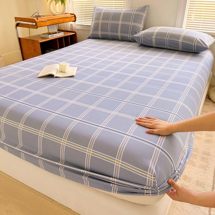 91家纺网 家纺一手货源 找家纺 家贝爱 2024新款3倍加厚水洗棉床笠床单 简尚灰