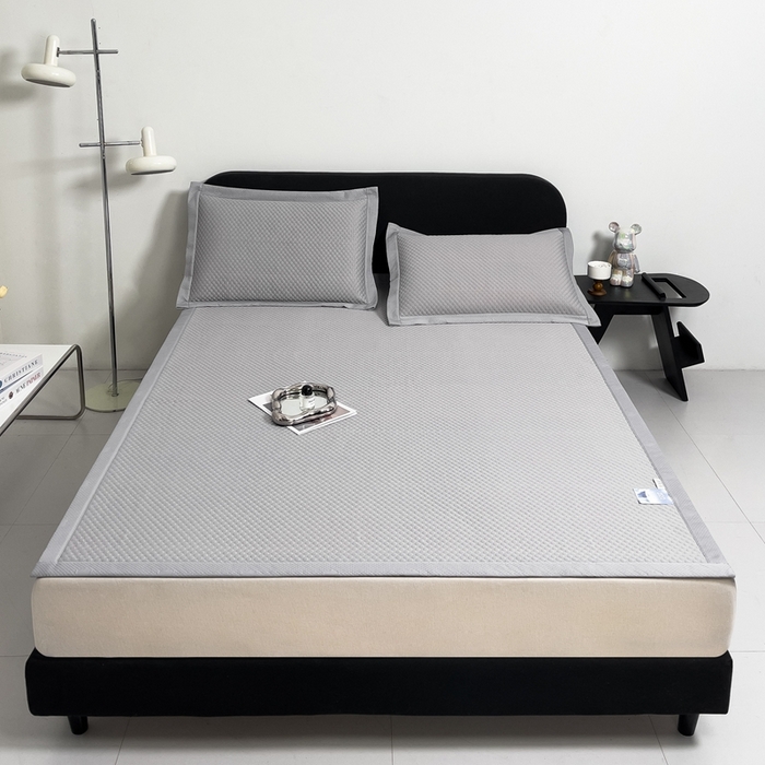 91家纺网 家纺一手货源 找家纺 凉百百 2024新款冰豆豆大豆款凉席冰丝席可折叠收纳直播优选 大豆款-灰