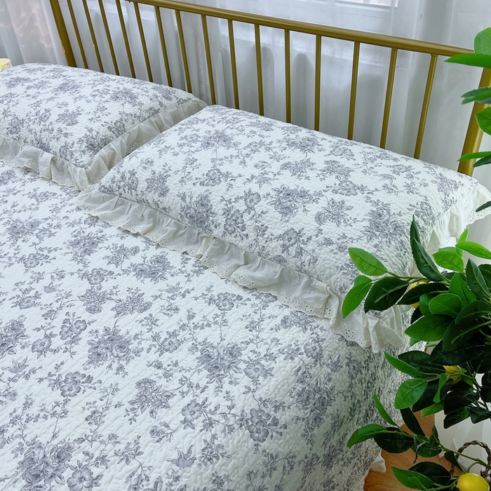 91家纺网 家纺一手货源 找家纺 暖居 2024新款包边春秋被床盖四件套 赫本白