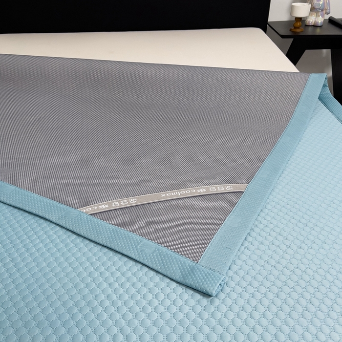 91家纺网 家纺一手货源 找家纺 凉百百 2024新款冰豆豆大豆款凉席冰丝席可折叠收纳直播优选 大豆款-蓝