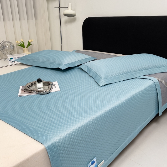 91家纺网 家纺一手货源 找家纺 凉百百 2024新款冰豆豆大豆款凉席冰丝席可折叠收纳直播优选 大豆款-蓝