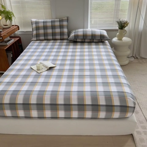 91家纺网 家纺一手货源 找家纺 家贝爱 2024新款3倍加厚水洗棉床笠床单 多维咖