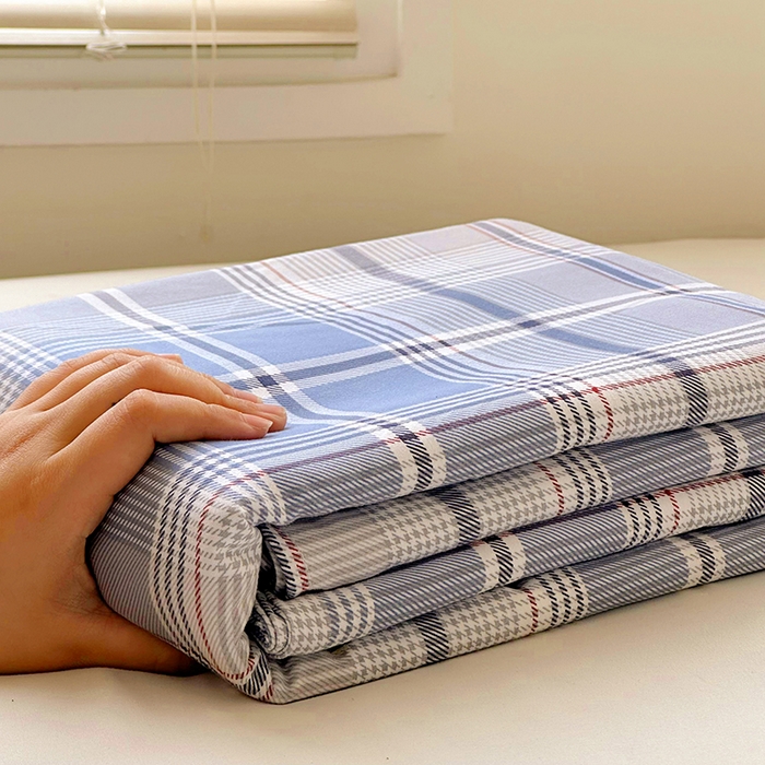 91家纺网 家纺一手货源 找家纺 家贝爱 2024新款3倍加厚水洗棉床笠床单 莫卡蓝