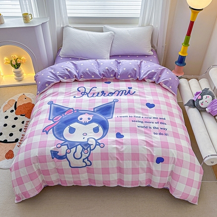 爱丽丝 2024新款40支全棉数码印花正版授权三丽鸥系列单品被套(含3.5元单品防伪码) 4粉格库洛米