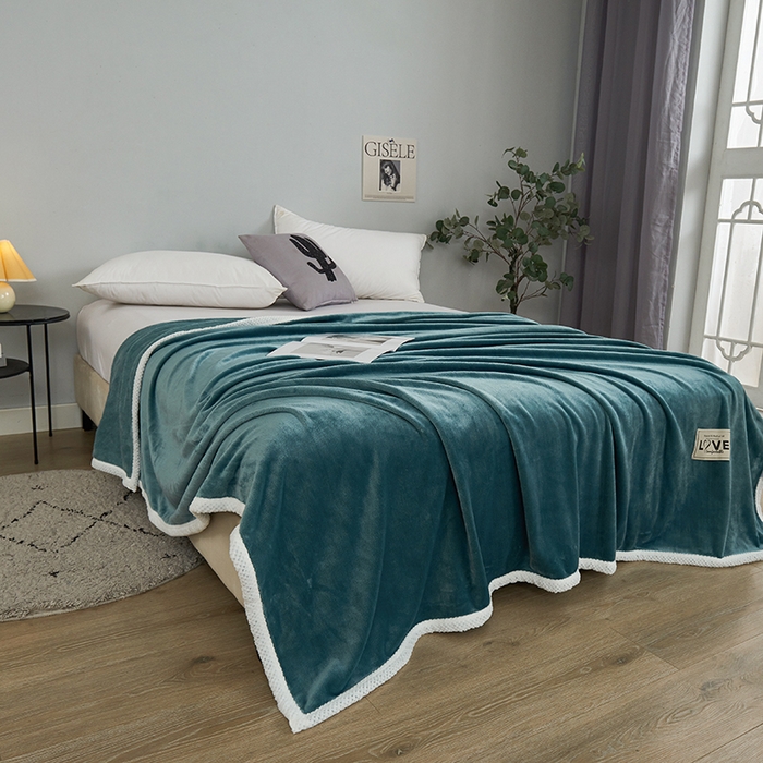 91家纺网 家纺一手货源 找家纺 馨米莱家纺 2024新款牛奶绒盖毯 橄榄绿