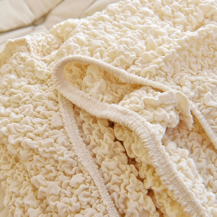 91家纺网 家纺一手货源 找家纺 启博家纺 2024新款奶油云纱毛毛虫沙发套 米白