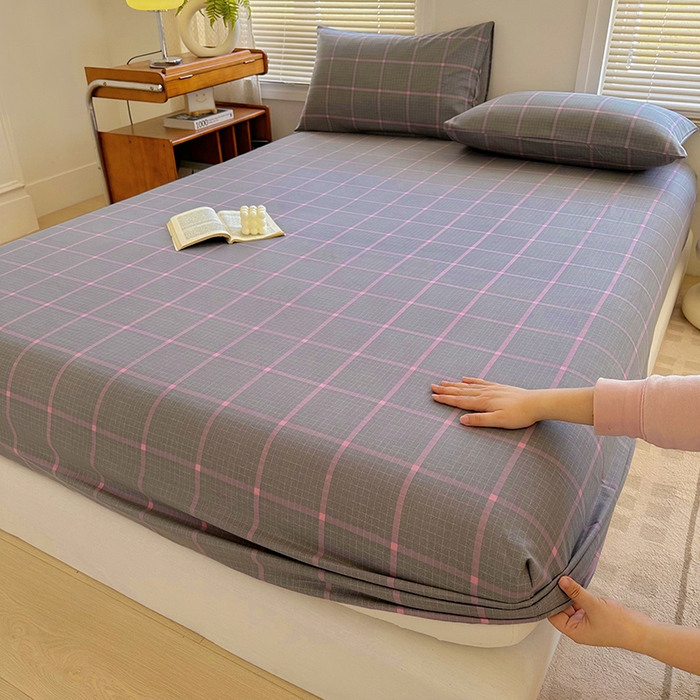 91家纺网 家纺一手货源 找家纺 家贝爱 2024新款3倍加厚水洗棉床笠床单 绅士灰