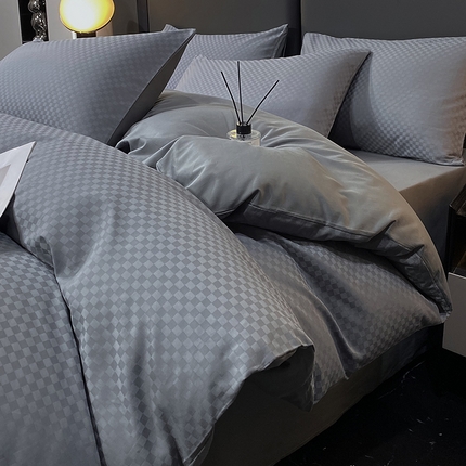 91家纺网 家纺一手货源 找家纺 （总）金鑫汇 2024新款提花小方格全棉套件单品系列-四件套