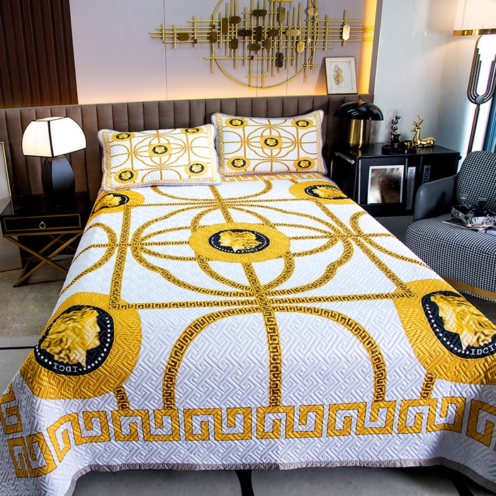 91家纺网 家纺一手货源 找家纺 爵仕家纺 2025新款凉感真丝床盖三件套 女皇