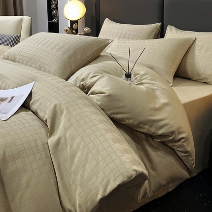 金鑫汇 2024新款提花小方格全棉套件单品系列-四件套 风吹麦浪