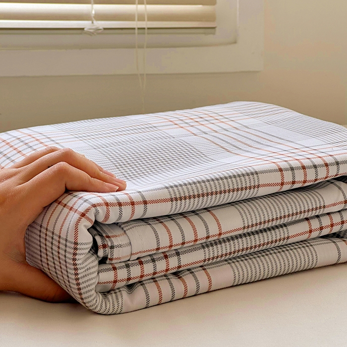 91家纺网 家纺一手货源 找家纺 家贝爱 2024新款3倍加厚水洗棉床笠床单 格韵灰