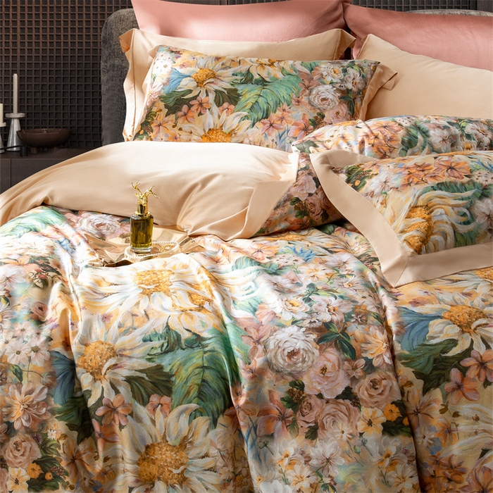 91家纺网 家纺一手货源 找家纺 榻尚家居 2024新款TS 天丝棉数码印花宽边款 向阳而生