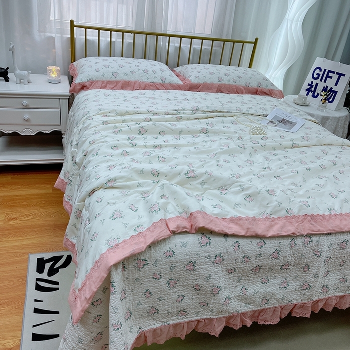 91家纺网 家纺一手货源 找家纺 暖居 2024新款包边春秋被床盖四件套 花期