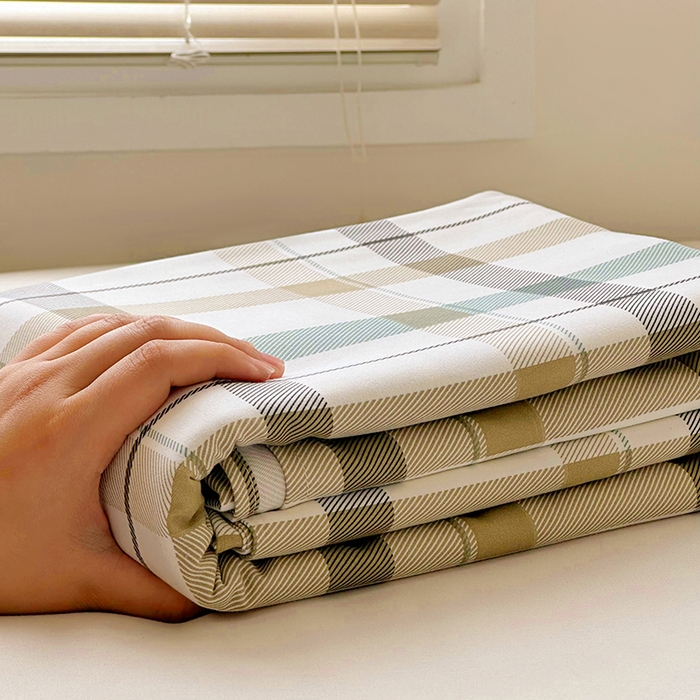 91家纺网 家纺一手货源 找家纺 家贝爱 2024新款3倍加厚水洗棉床笠床单 格调绿