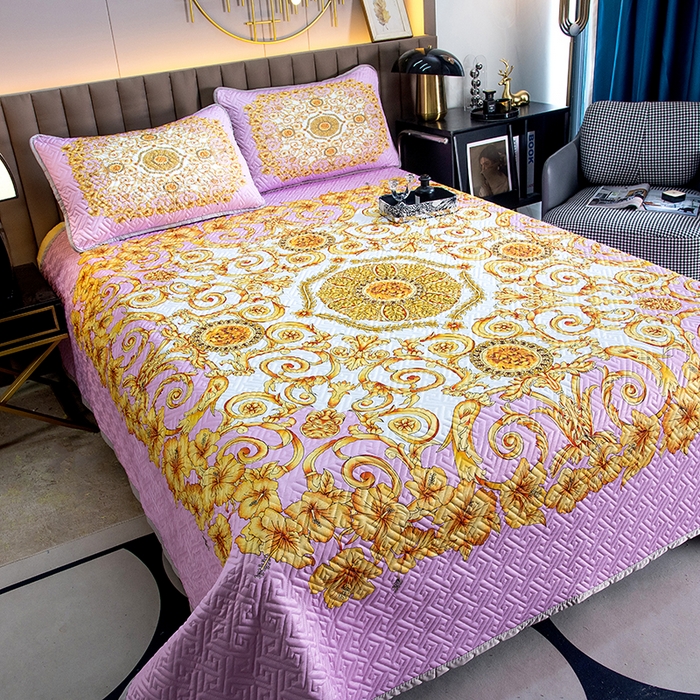 91家纺网 家纺一手货源 找家纺 爵仕家纺 2025新款凉感真丝床盖三件套 金典