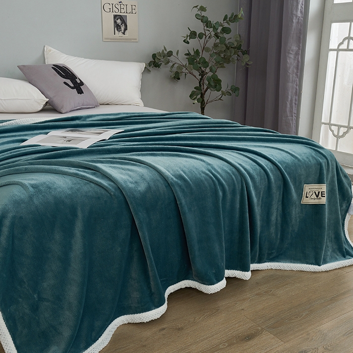 91家纺网 家纺一手货源 找家纺 馨米莱家纺 2024新款牛奶绒盖毯 橄榄绿