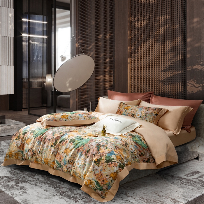 91家纺网 家纺一手货源 找家纺 榻尚家居 2024新款TS 天丝棉数码印花宽边款 向阳而生