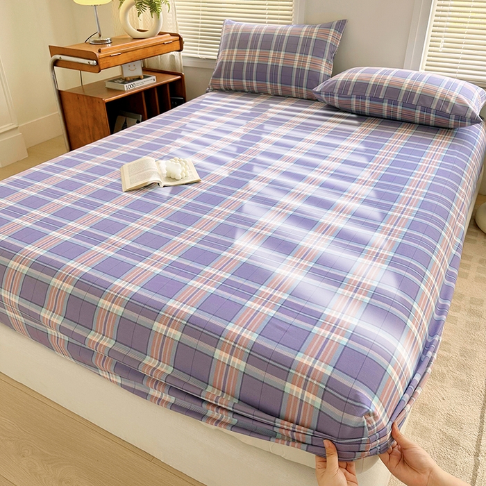 91家纺网 家纺一手货源 找家纺 家贝爱 2024新款3倍加厚水洗棉床笠床单 洛卡蓝