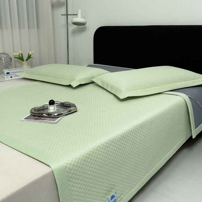 91家纺网 家纺一手货源 找家纺 凉百百 2024新款冰豆豆大豆款凉席冰丝席可折叠收纳直播优选 大豆款-绿