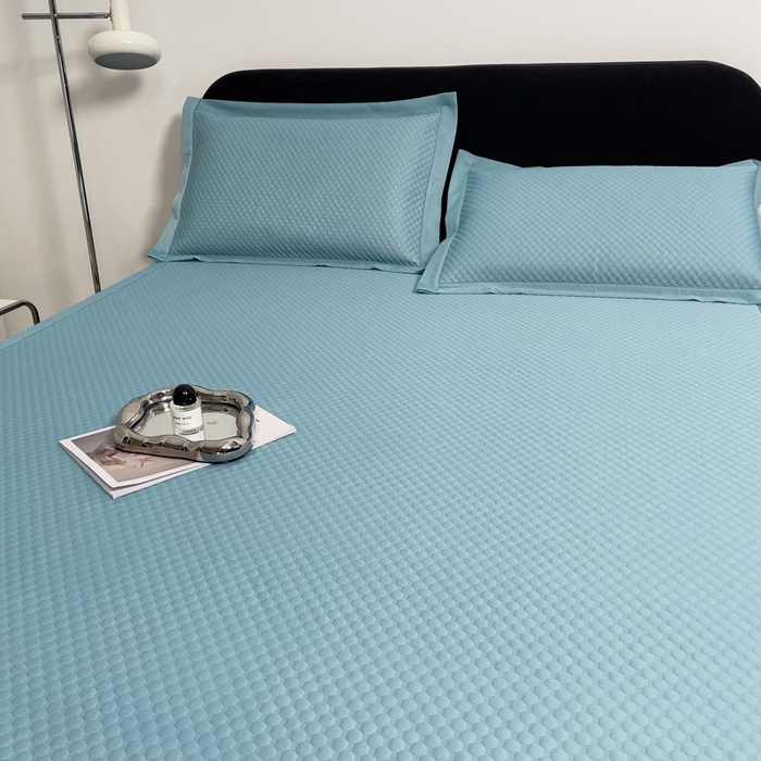 91家纺网 家纺一手货源 找家纺 凉百百 2024新款冰豆豆大豆款凉席冰丝席可折叠收纳直播优选 大豆款-蓝