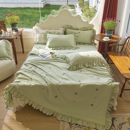 91家纺网 家纺一手货源 找家纺 （总）梦可莱 2024新款水洗棉原棉奶油可可夏被四件套