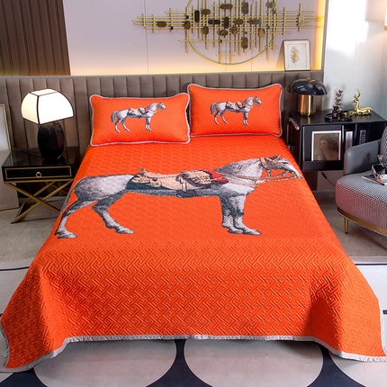 爵仕家纺 2025新款凉感真丝床盖三件套 郎世宁马