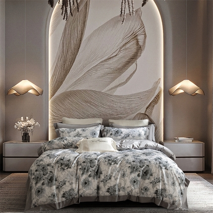 榻尚家居 2024新款TS 天丝棉数码印花宽边款 简森 灰