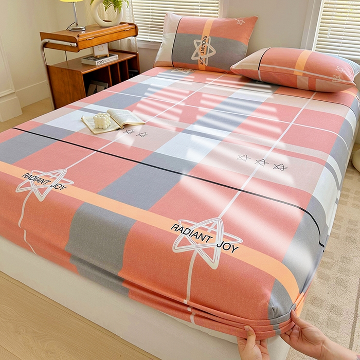 91家纺网 家纺一手货源 找家纺 家贝爱 2024新款3倍加厚水洗棉床笠床单 星空粉