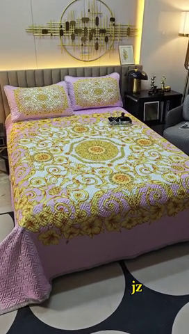 91家纺网 家纺一手货源 找家纺 爵仕家纺 2025新款凉感真丝床盖三件套 金典