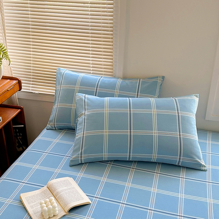 91家纺网 家纺一手货源 找家纺 家贝爱 2024新款3倍加厚水洗棉床笠床单 简尚蓝