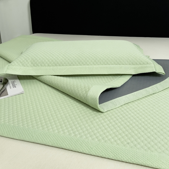 91家纺网 家纺一手货源 找家纺 凉百百 2024新款冰豆豆大豆款凉席冰丝席可折叠收纳直播优选 大豆款-绿