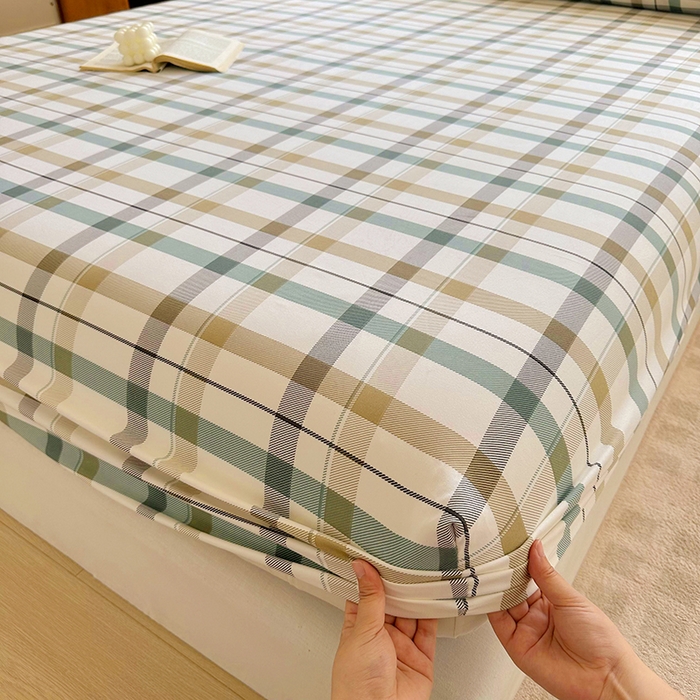 91家纺网 家纺一手货源 找家纺 家贝爱 2024新款3倍加厚水洗棉床笠床单 格调绿