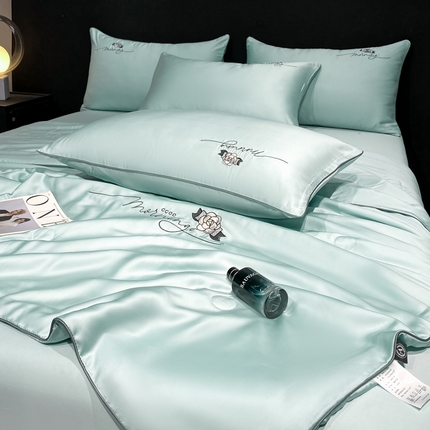 91家纺网 家纺一手货源 找家纺 （总）绘萱家居 2025直播绣花水洗天丝夏被四件套水洗真丝夏被冰丝夏凉被空调被-花艺